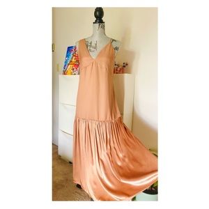 Zara Linen-Satin Maxi Dress